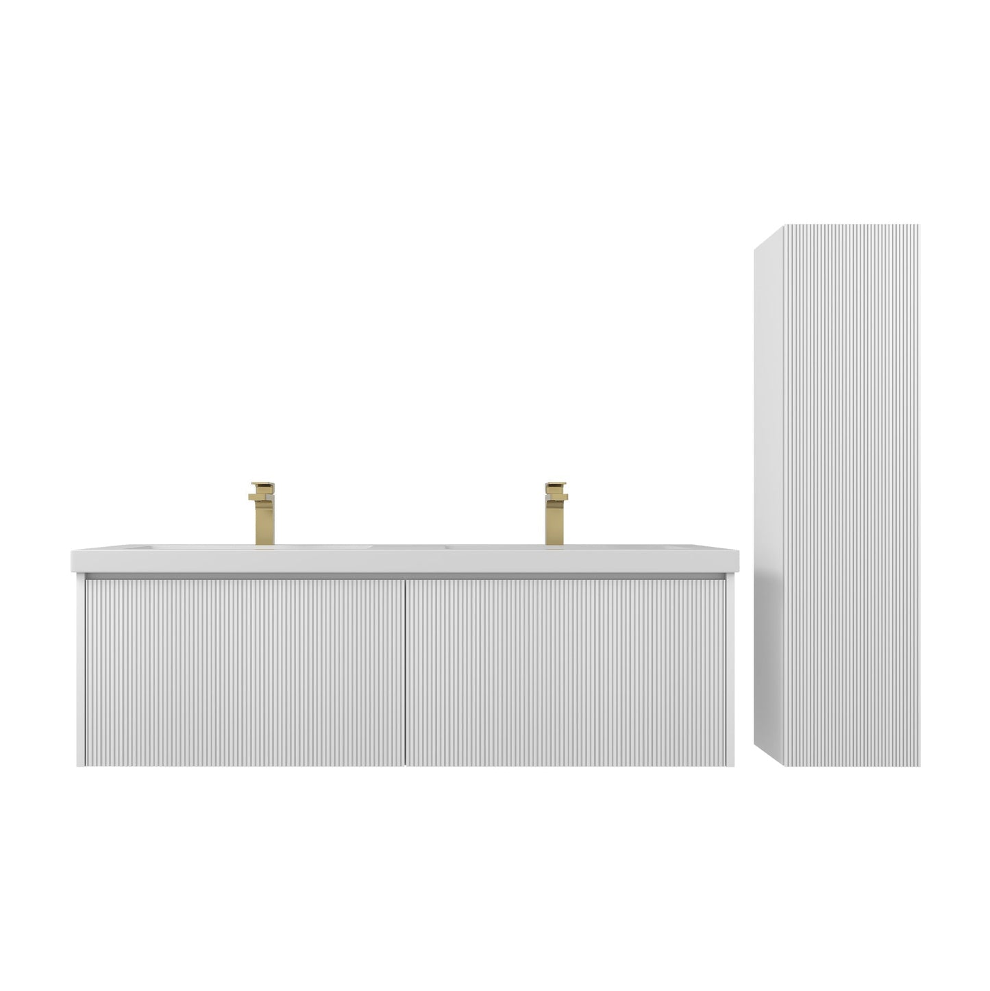 Blossom Positano 60" 1-Drawer Matte White Wall-Mounted Double Vanity Base