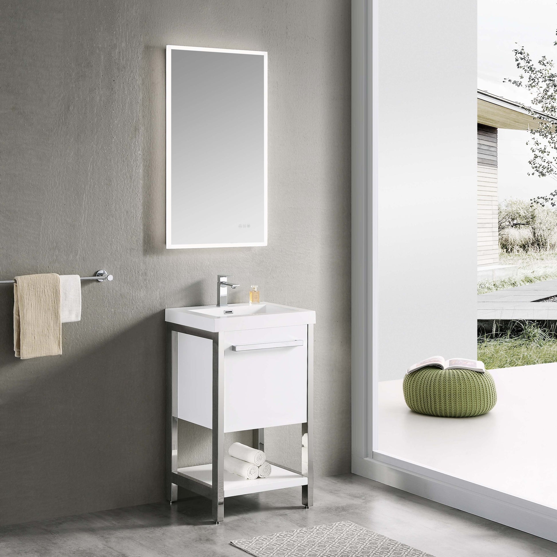 Blossom Riga 20" 1-Drawer Glossy White Freestanding Vanity Base With An Open Shelf