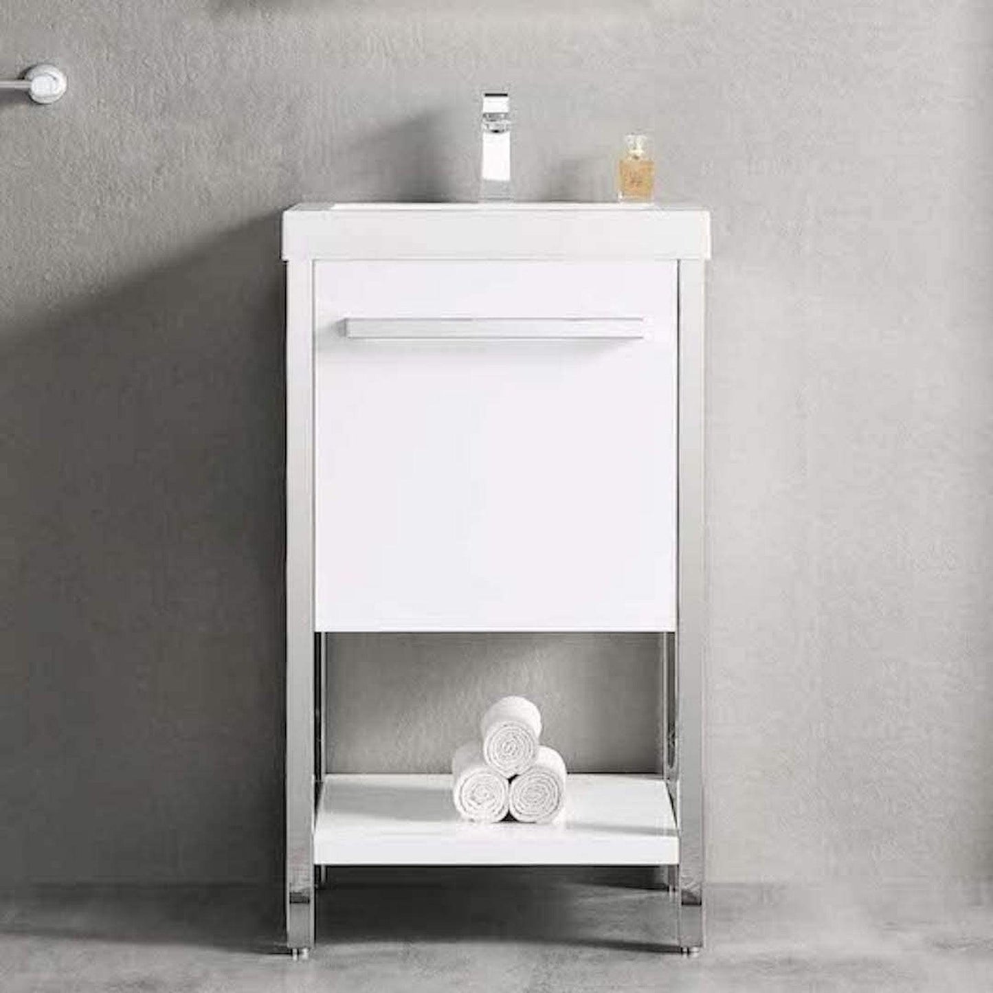 Blossom Riga 20" 1-Drawer Glossy White Freestanding Vanity Set With Acrylic Drop-In Single Sink