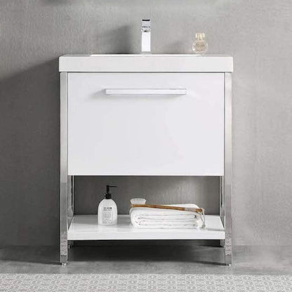 Blossom Riga 30" 1-Drawer Glossy White Freestanding Vanity Set With Acrylic Drop-In Single Sink