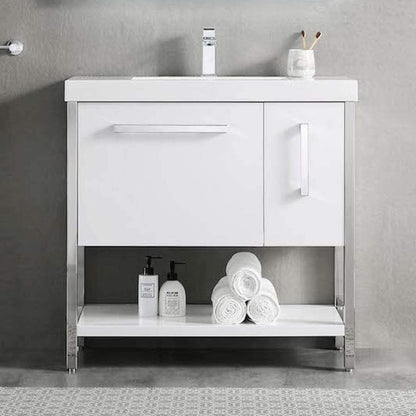 Blossom Riga 36" 2-Drawer Glossy White Freestanding Vanity Set With Acrylic Drop-In Single Sink