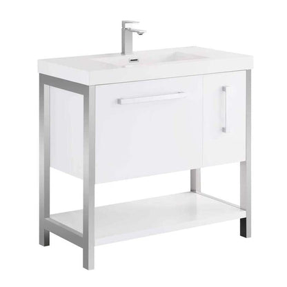 Blossom Riga 36" 2-Drawer Glossy White Freestanding Vanity Set With Acrylic Drop-In Single Sink