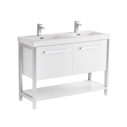 Blossom Riga 48" 2-Drawer Glossy White Freestanding Vanity Base With An Open Shelf