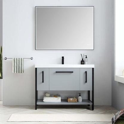 Blossom Riga 48" 3-Drawer Metal Gray Freestanding Vanity Set With Acrylic Drop-In Single Sink