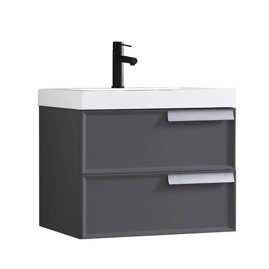 Blossom Sofia 24" 2-Drawer Matte Gray Wall-Mounted Vanity Base