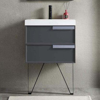 Blossom Sofia 24" 2-Drawer Matte Gray Wall-Mounted Vanity Set With Acrylic Top and Integrated Single Sink