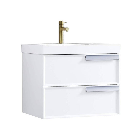 Blossom Sofia 24" 2-Drawer White Wall-Mounted Vanity Set With Acrylic Top and Integrated Single Sink