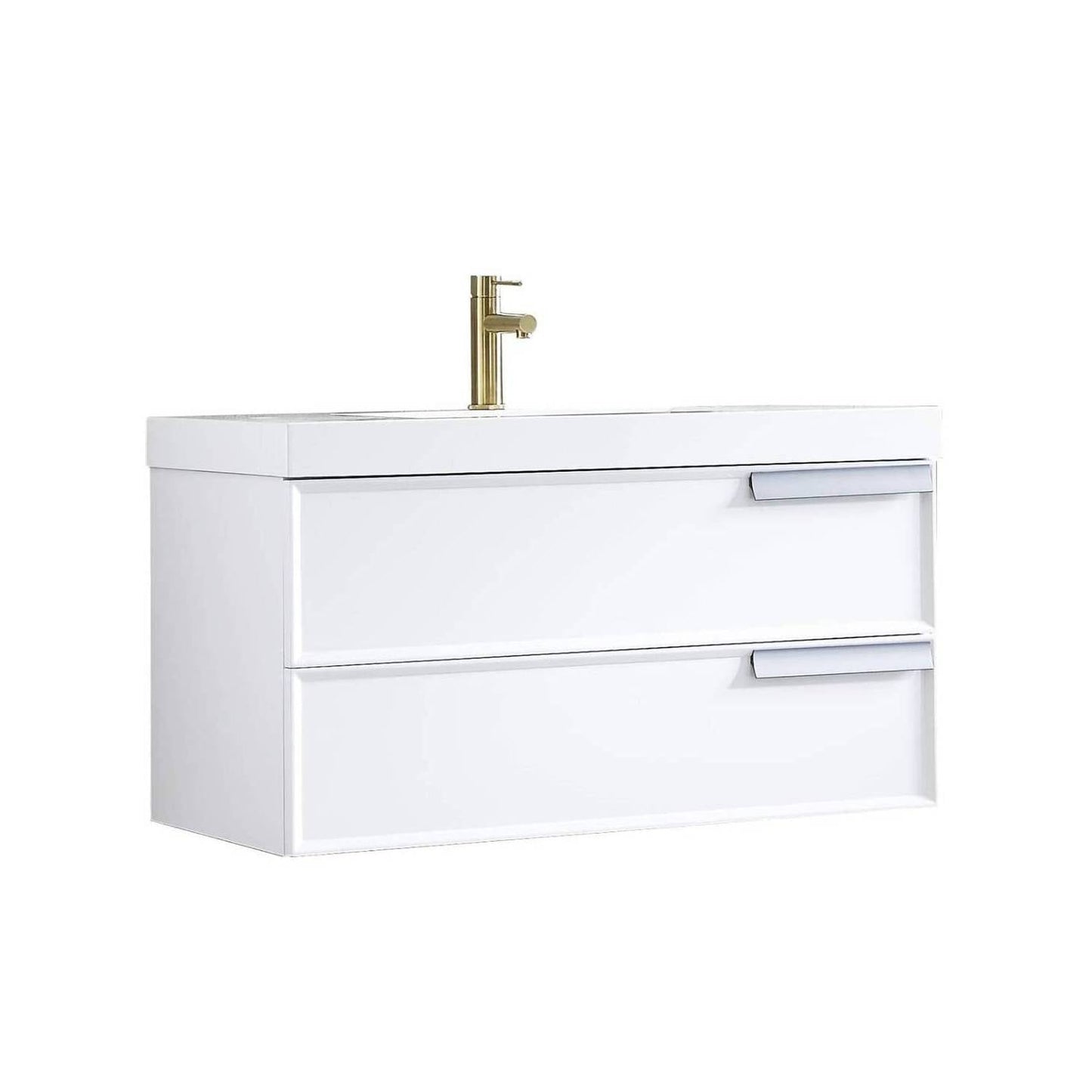 Blossom Sofia 36" 2-Drawer White Wall-Mounted Vanity Base