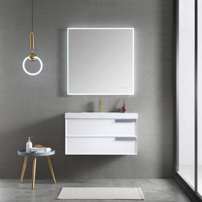 Blossom Sofia 36" 2-Drawer White Wall-Mounted Vanity Set With Acrylic Top and Integrated Single Sink