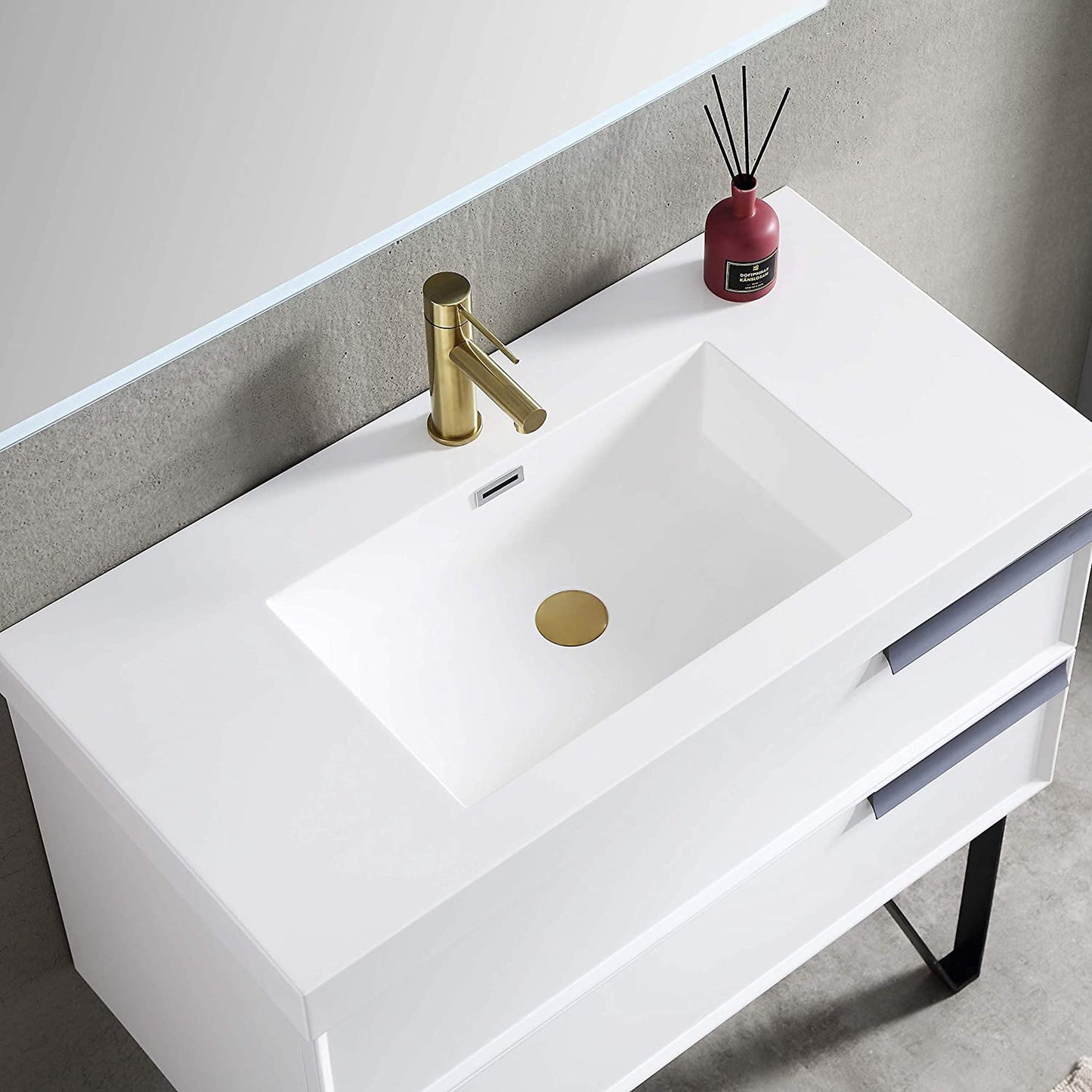 Blossom Sofia 36" 2-Drawer White Wall-Mounted Vanity Set With Acrylic Top and Integrated Single Sink