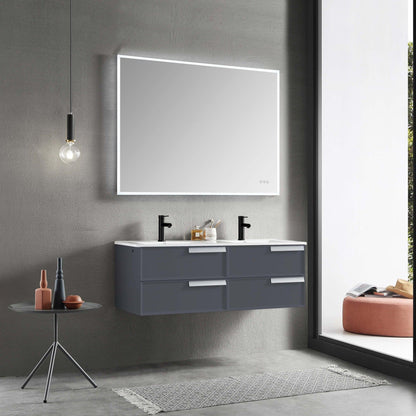 Blossom Sofia 48" 4-Drawer Matte Gray Wall-Mounted Vanity Base