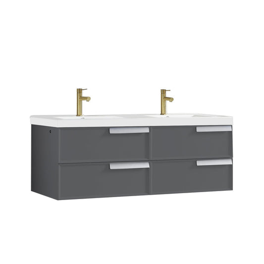 Blossom Sofia 48" 4-Drawer Matte Gray Wall-Mounted Vanity Base