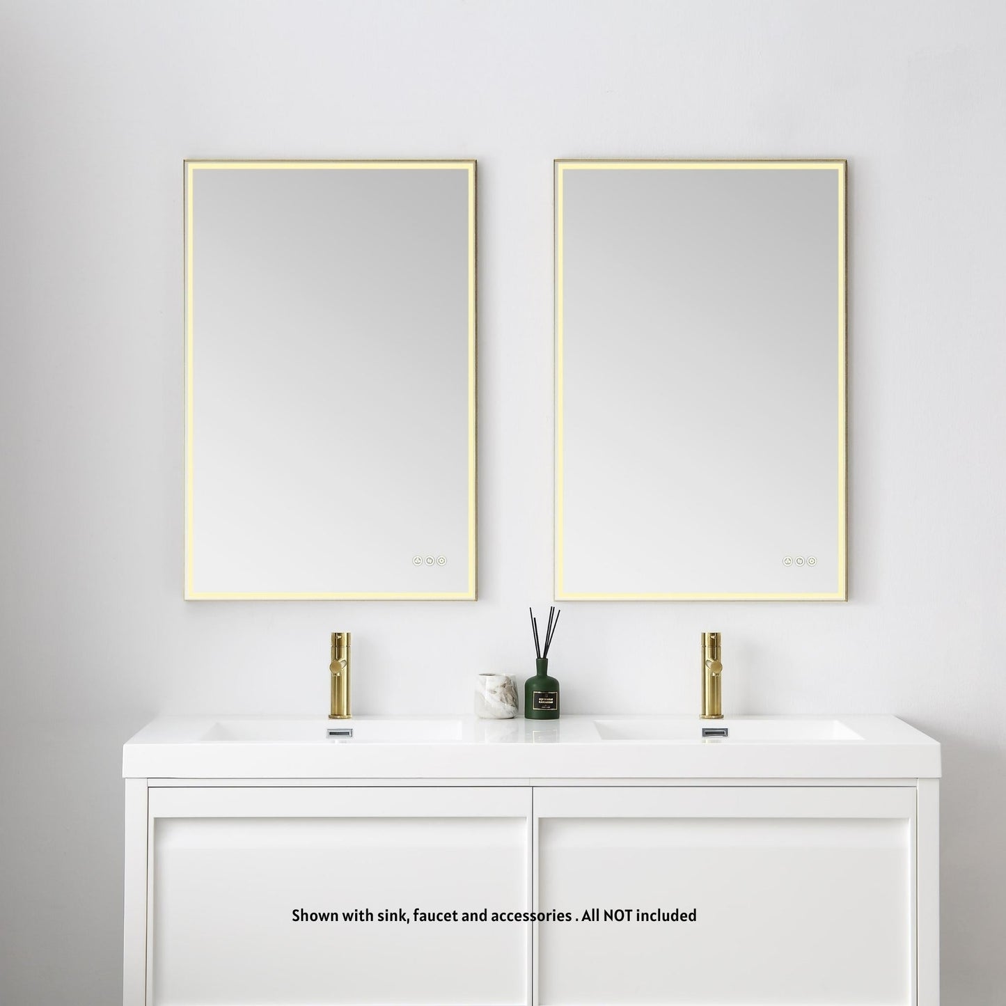 Blossom Stellar 24" x 36" Brushed Gold Hardwired Wall-Mounted Rectangle LED Mirror