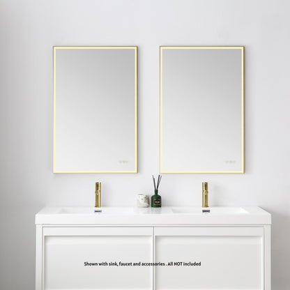 Blossom Stellar 24" x 36" Brushed Gold Hardwired Wall-Mounted Rectangle LED Mirror