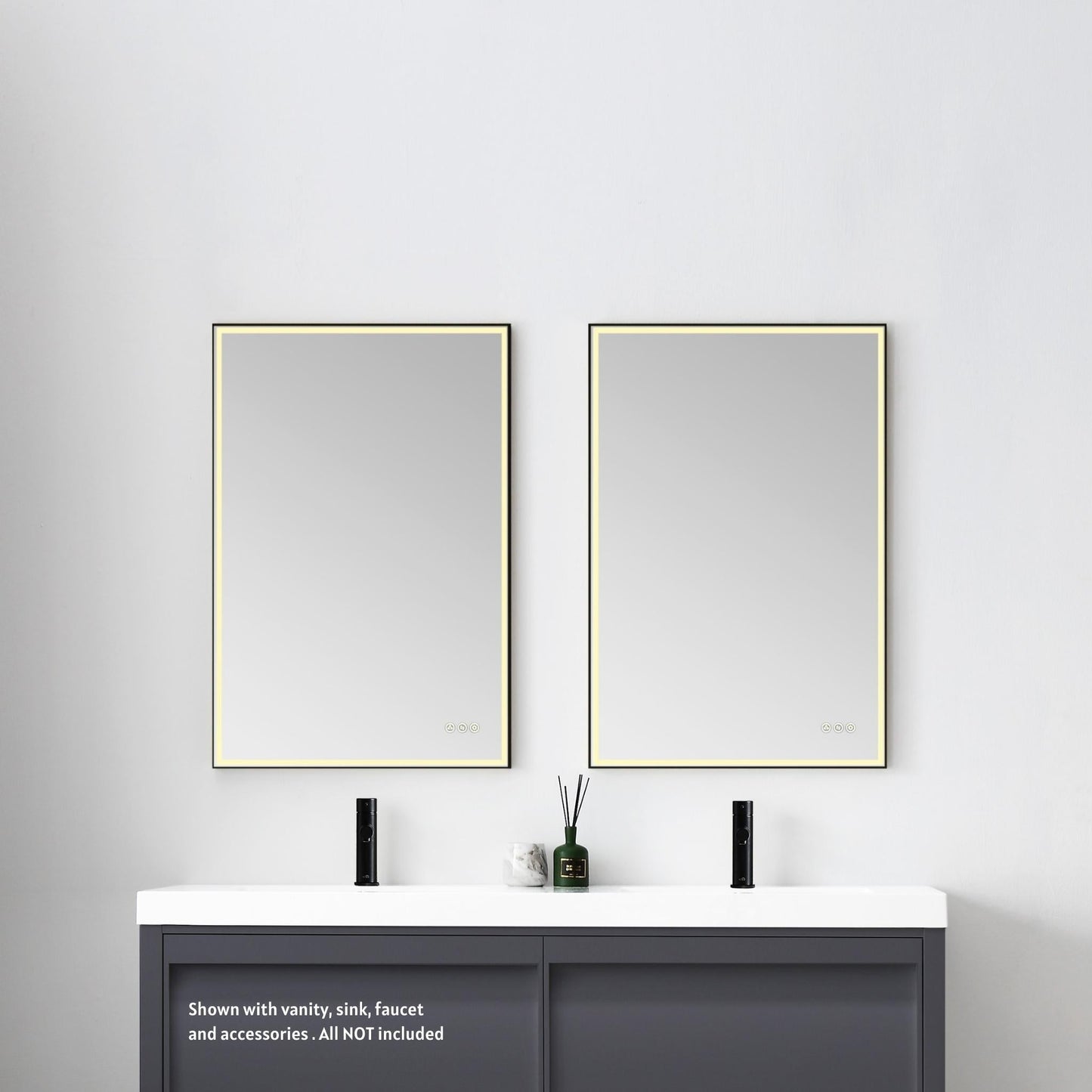 Blossom Stellar 24" x 36" Matte Black Hardwired Wall-Mounted Rectangle LED Mirror