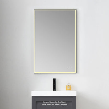 Blossom Stellar 24" x 36" Matte Black Hardwired Wall-Mounted Rectangle LED Mirror