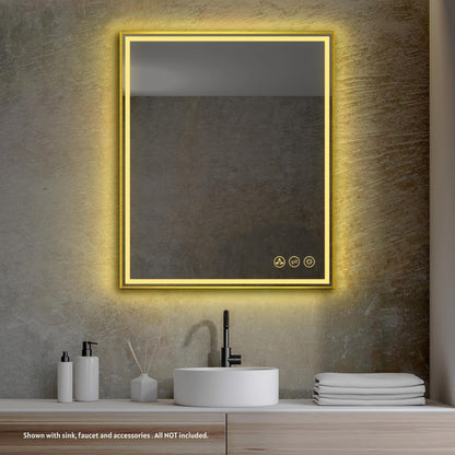 Blossom Stellar 30" x 36" Brushed Gold Wall-Mounted Rectangle LED Mirror