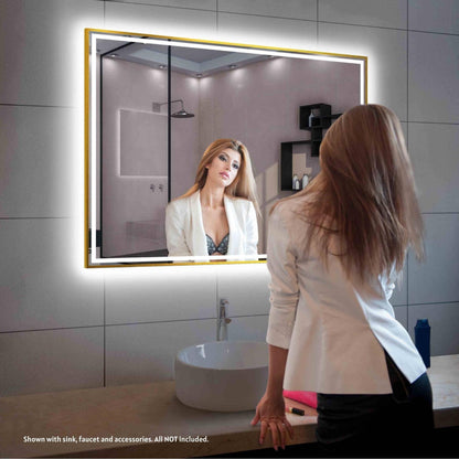 Blossom Stellar 48" x 36" Brushed Gold Wall-Mounted Rectangle LED Mirror