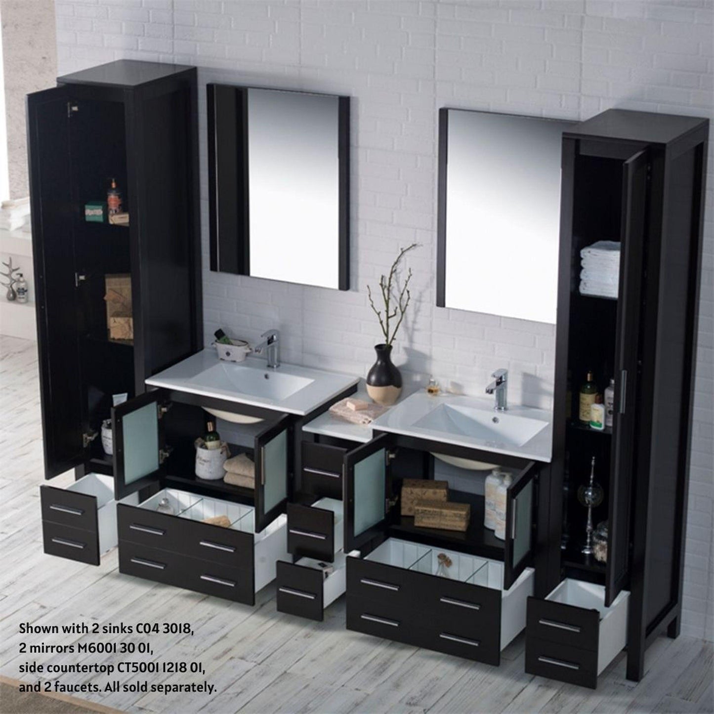 Blossom Sydney 102" Espresso Freestanding Vanity Base