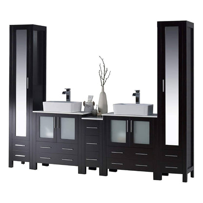 Blossom Sydney 102" Espresso Freestanding Vanity With Ceramic Double Vessel Sinks