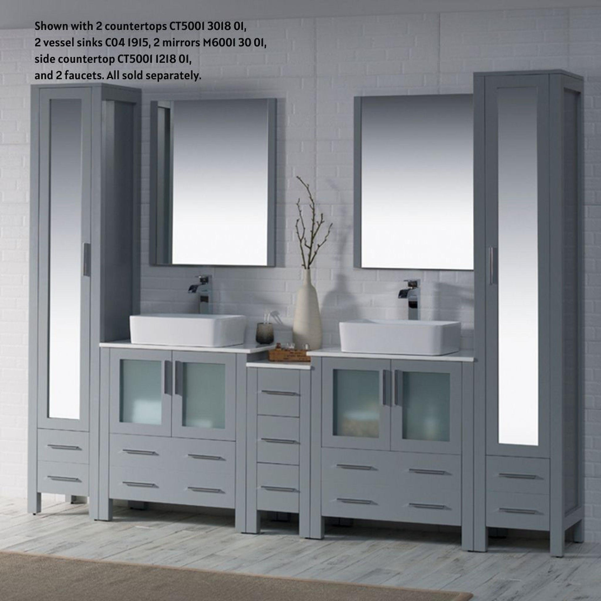 Blossom Sydney 102" Metal Gray Freestanding Vanity Base