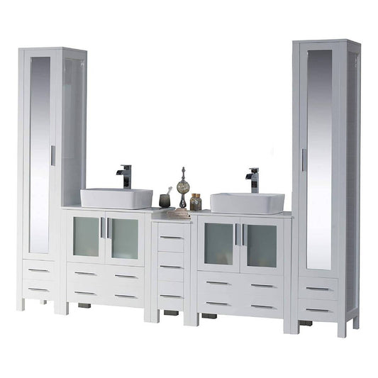 Blossom Sydney 102" White Freestanding Vanity With Ceramic Double Vessel Sinks