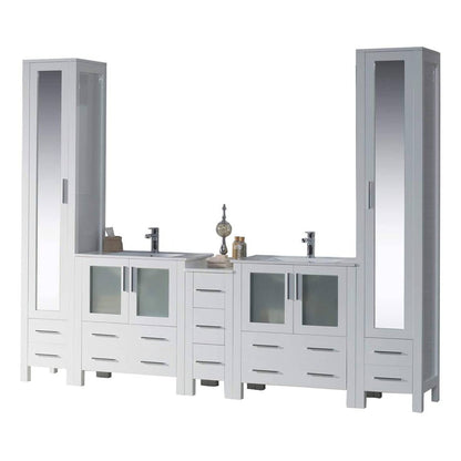 Blossom Sydney 102" White Freestanding Vanity With Integrated Double Sinks Ceramic Top