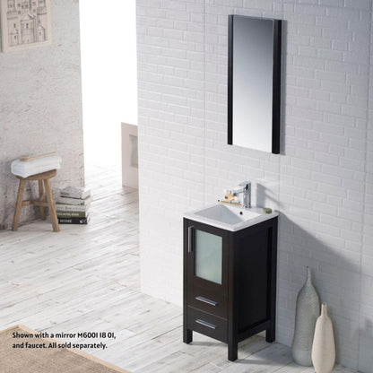 Blossom Sydney 16" 1-Drawer 1-Door Espresso Freestanding Vanity Set With Ceramic Drop-In Single Sink