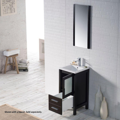 Blossom Sydney 16" 1-Drawer 1-Door Espresso Freestanding Vanity Set With Ceramic Drop-In Single Sink And Mirror