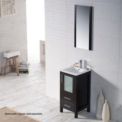 Blossom Sydney 16" 1-Drawer 1-Door Espresso Freestanding Vanity Set With Ceramic Drop-In Single Sink And Mirror