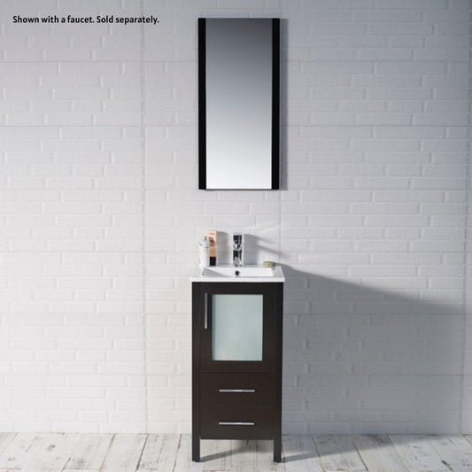 Blossom Sydney 16" 1-Drawer 1-Door Espresso Freestanding Vanity Set With Ceramic Drop-In Single Sink And Mirror