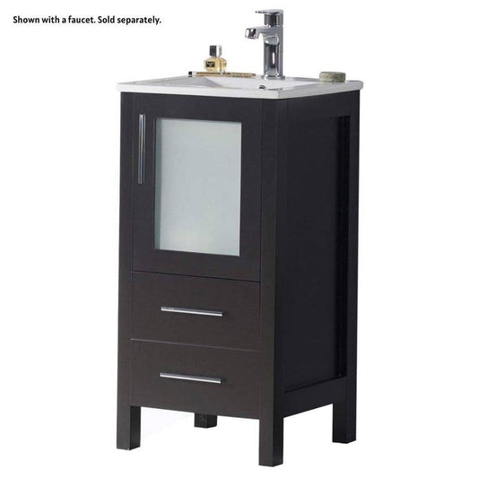 Blossom Sydney 16" 1-Drawer 1-Door Espresso Freestanding Vanity Set With Ceramic Drop-In Single Sink