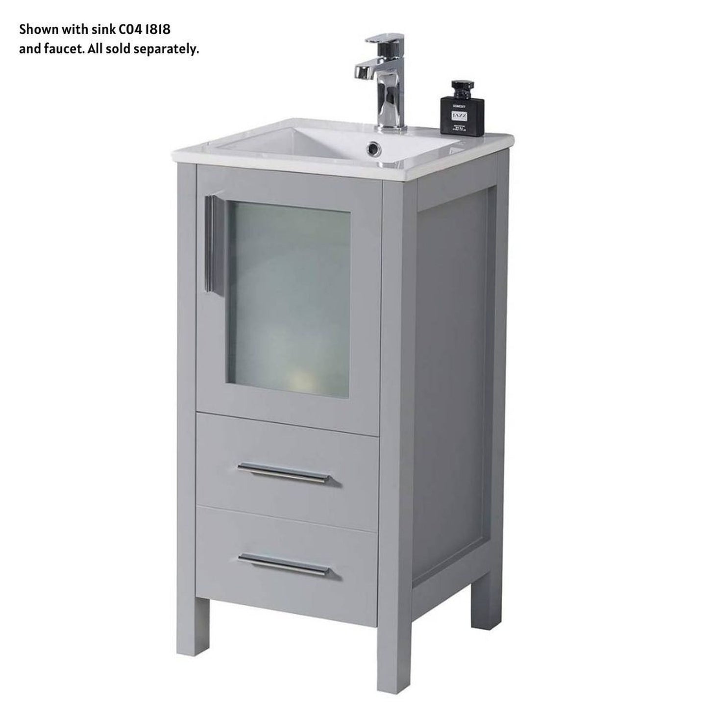 Blossom Sydney 16" 1-Drawer 1-Door Metal Gray Freestanding Vanity Base