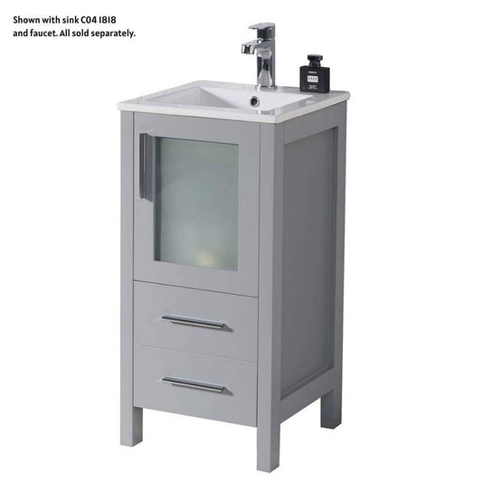 Blossom Sydney 16" 1-Drawer 1-Door Metal Gray Freestanding Vanity Base