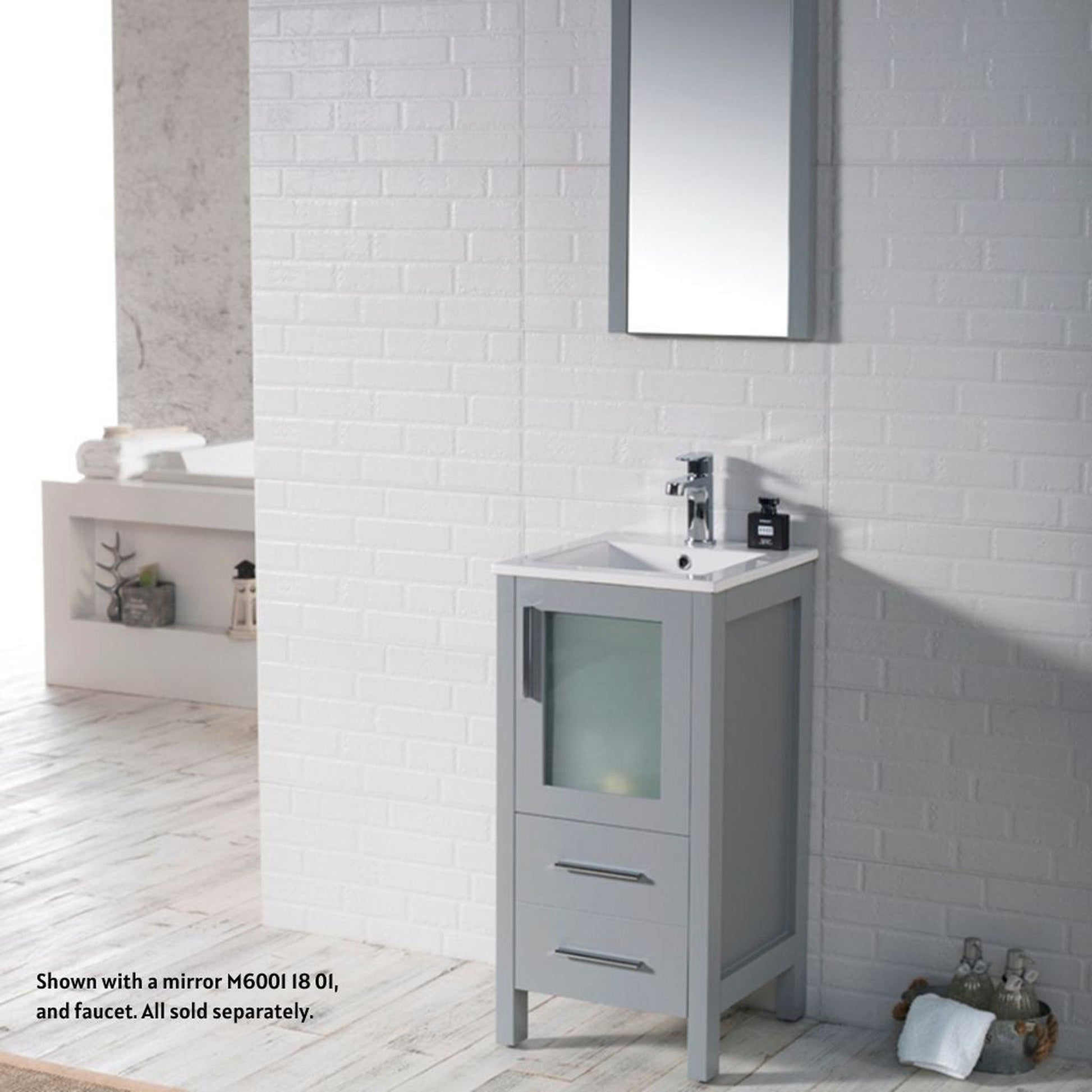 Blossom Sydney 16" 1-Drawer 1-Door Metal Gray Freestanding Vanity Set With Ceramic Drop-In Single Sink