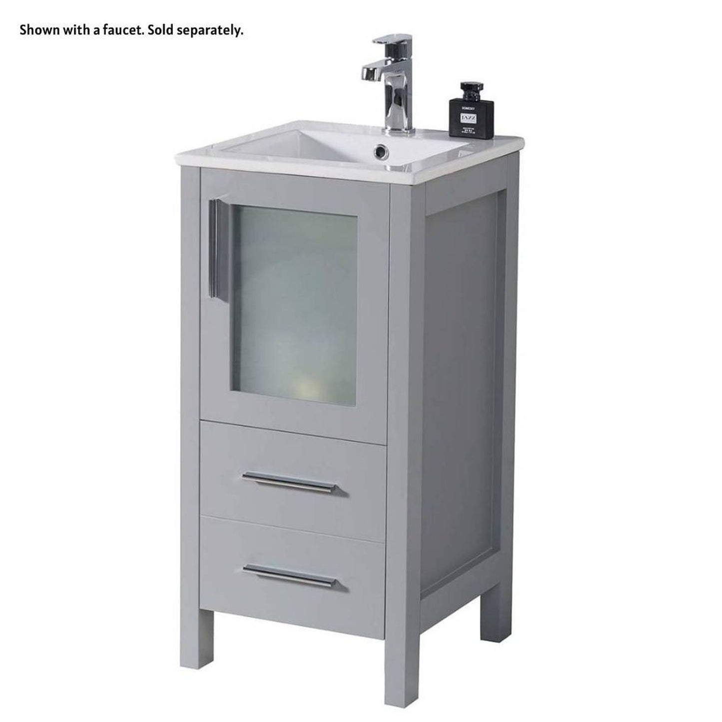 Blossom Sydney 16" 1-Drawer 1-Door Metal Gray Freestanding Vanity Set With Ceramic Drop-In Single Sink