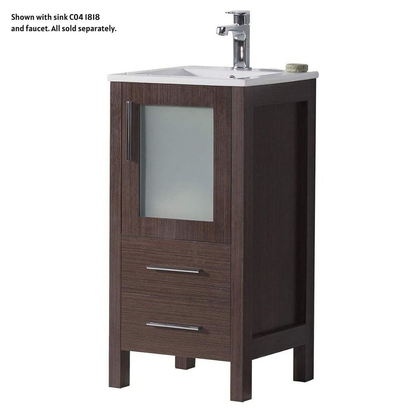 Blossom Sydney 16" 1-Drawer 1-Door Wenge Freestanding Vanity Base