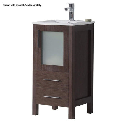 Blossom Sydney 16" 1-Drawer 1-Door Wenge Freestanding Vanity Set With Ceramic Drop-In Single Sink