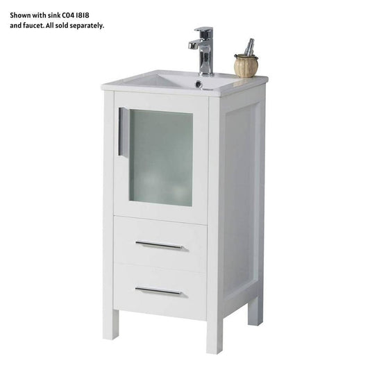 Blossom Sydney 16" 1-Drawer 1-Door White Freestanding Vanity Base