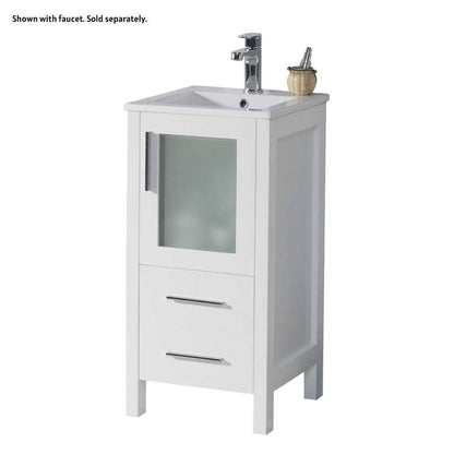 Blossom Sydney 16" 1-Drawer 1-Door White Freestanding Vanity Set With Ceramic Drop-In Single Sink And Mirror