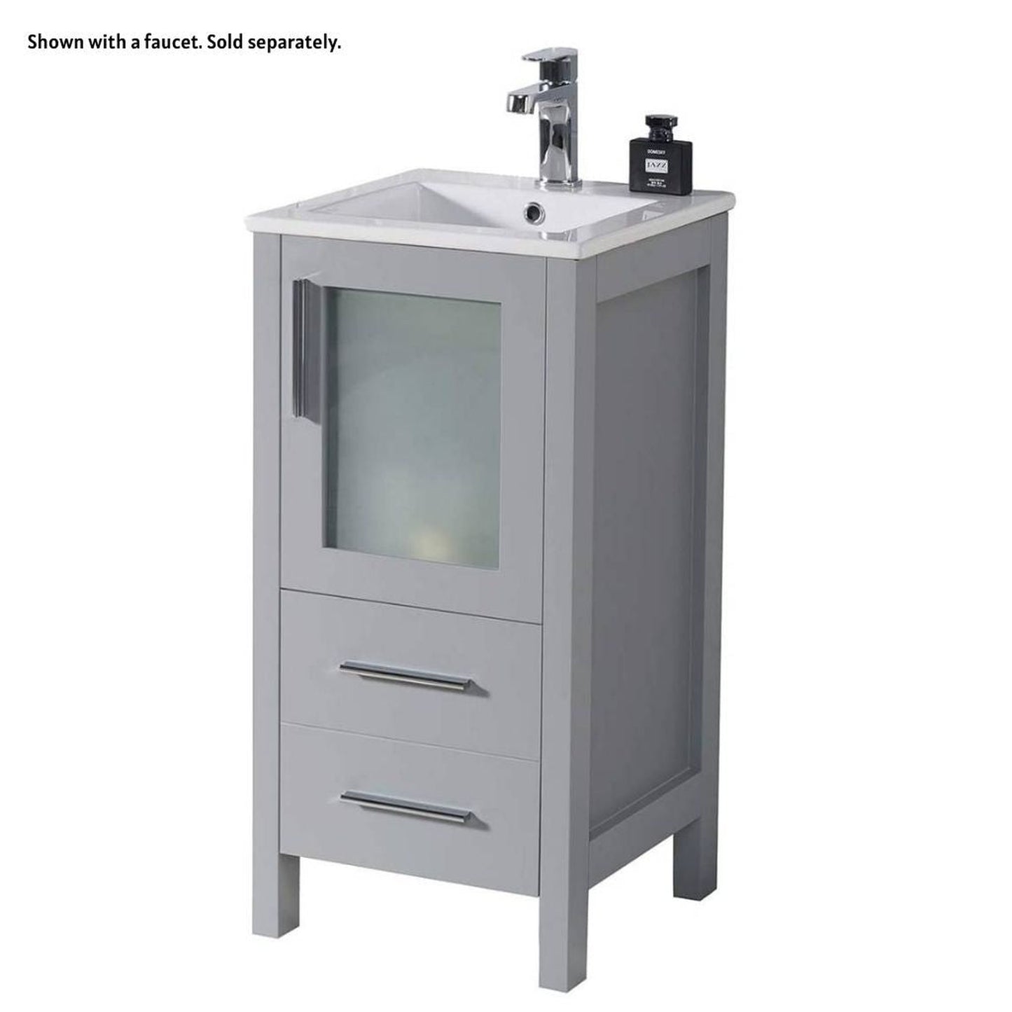 Blossom Sydney 16" Metal Gray Freestanding Vanity Set With Integrated Single Sink Ceramic Top