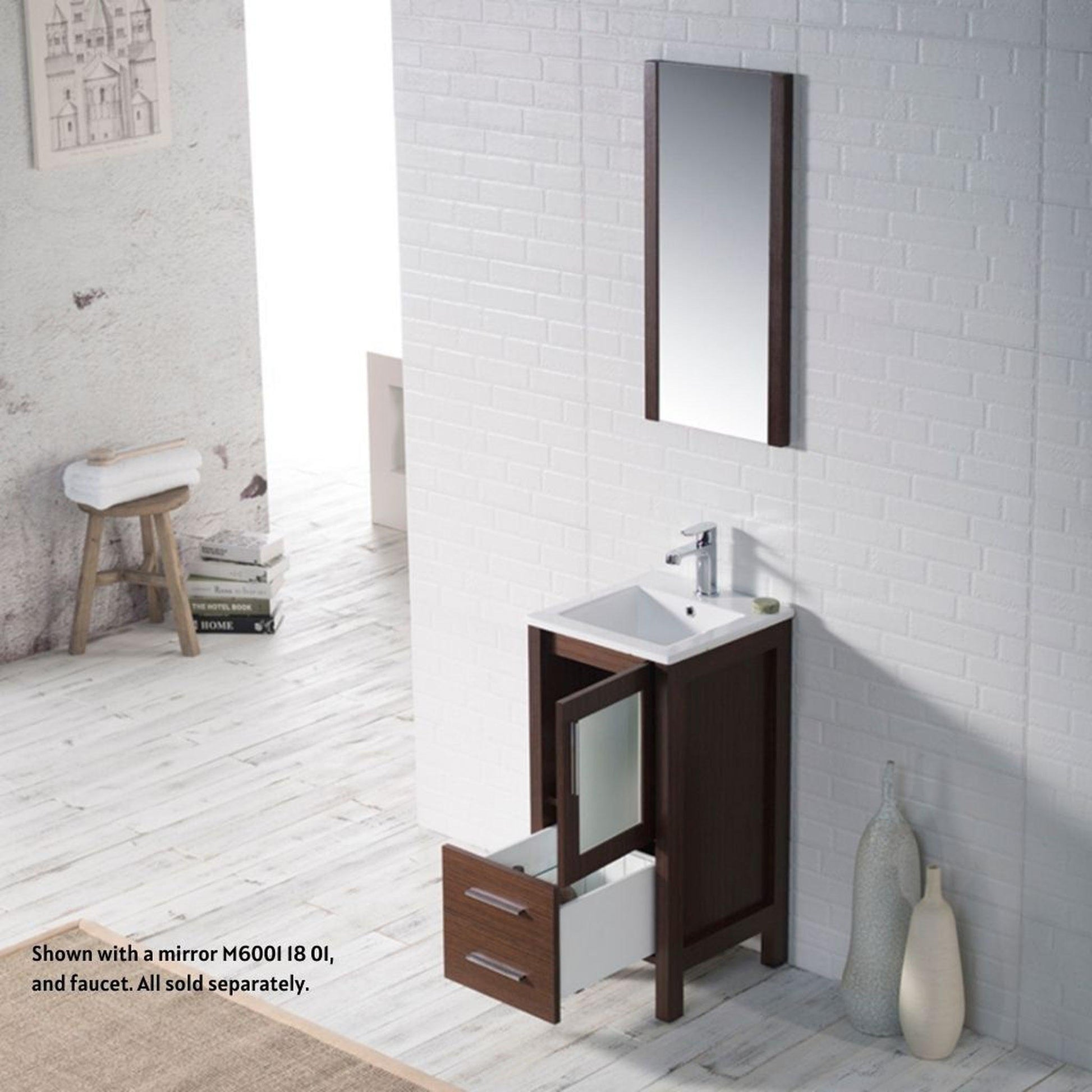 Blossom Sydney 16" Wenge Freestanding Vanity Set With Integrated Single Sink Ceramic Top