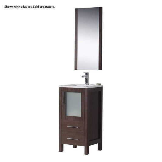 Blossom Sydney 16" Wenge Freestanding Vanity Set With Integrated Single Sink Ceramic Top and Mirror