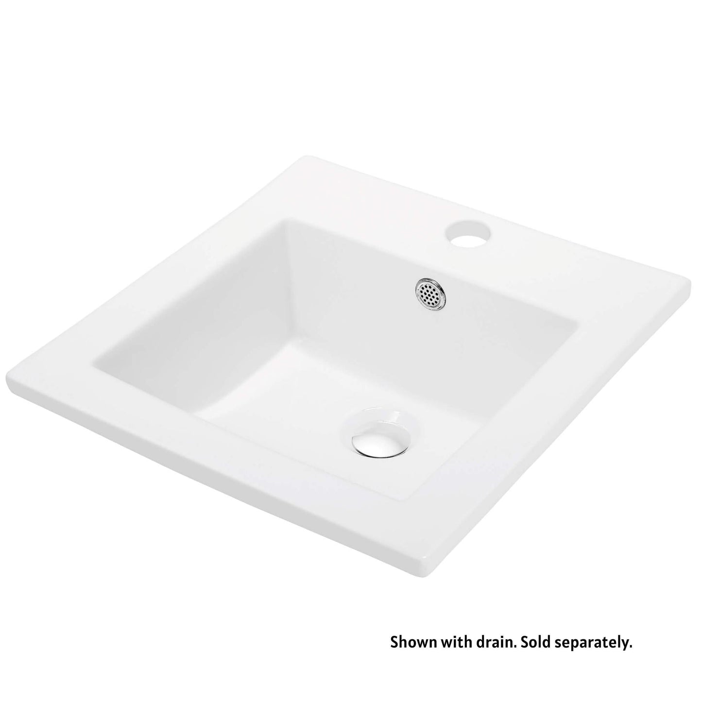 Blossom Sydney 16" x 16" White Square Ceramic Vanity Top With Integrated Single Sink And Overflow