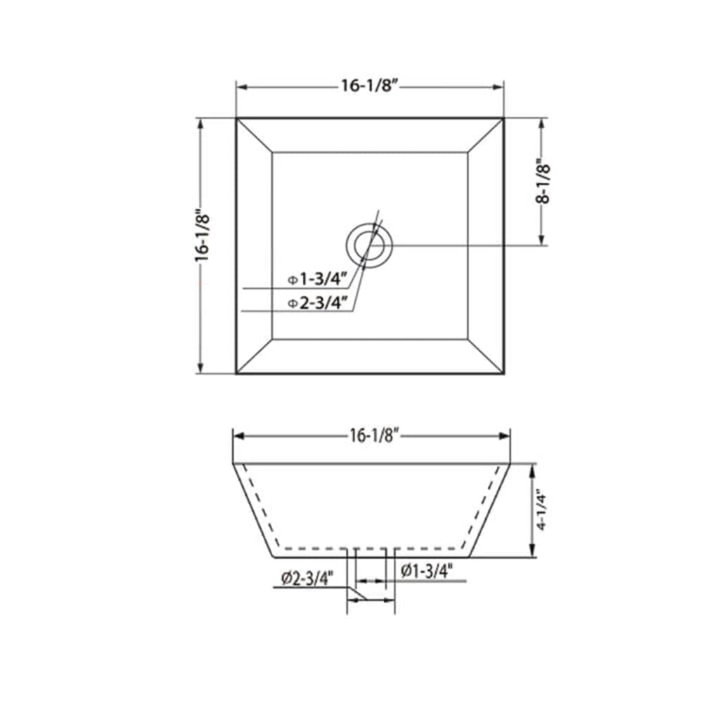 Blossom Sydney 16" x 16" White Square Single Vessel Ceramic Top-Mount Sink With Overflow