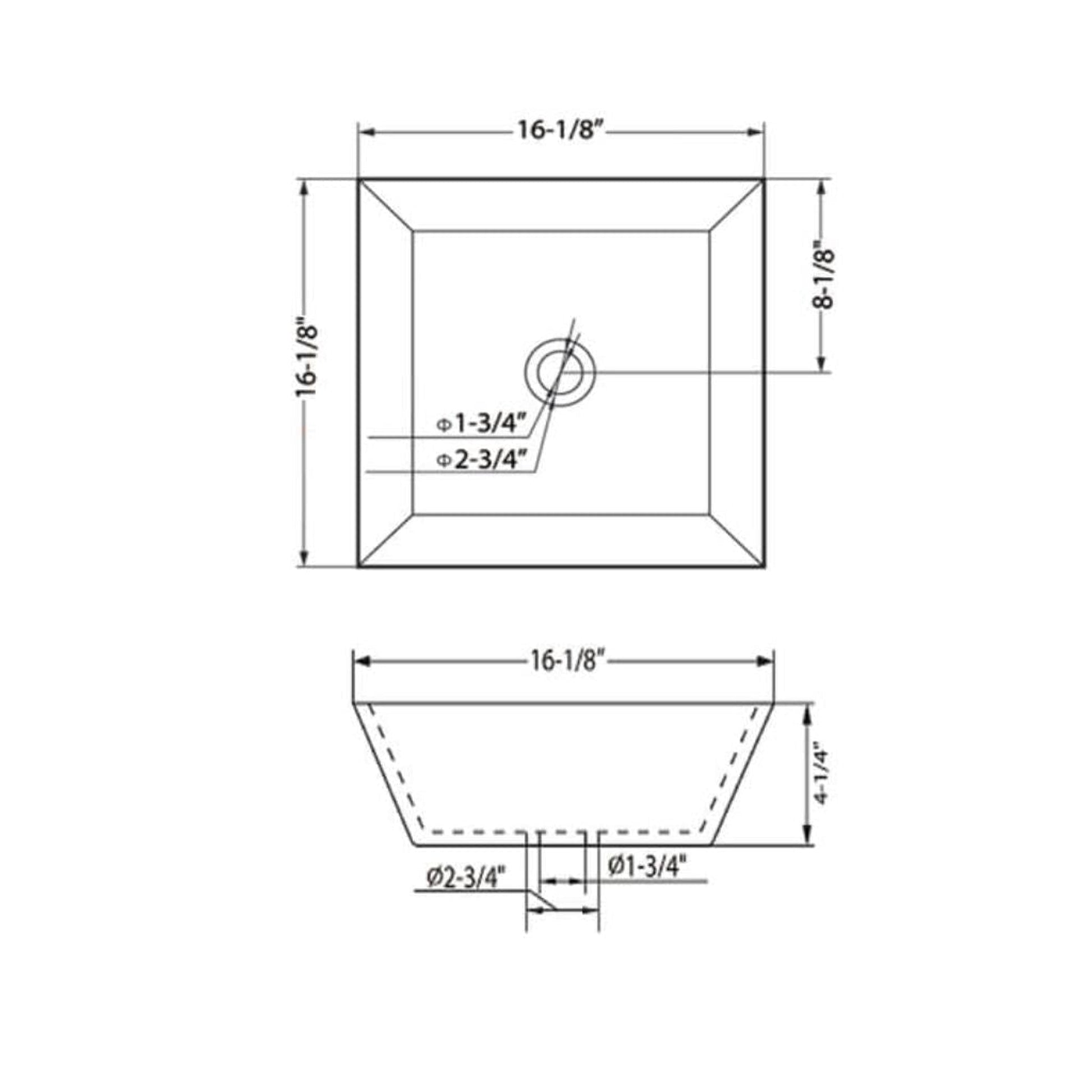 Blossom Sydney 16" x 16" White Square Single Vessel Ceramic Top-Mount Sink With Overflow