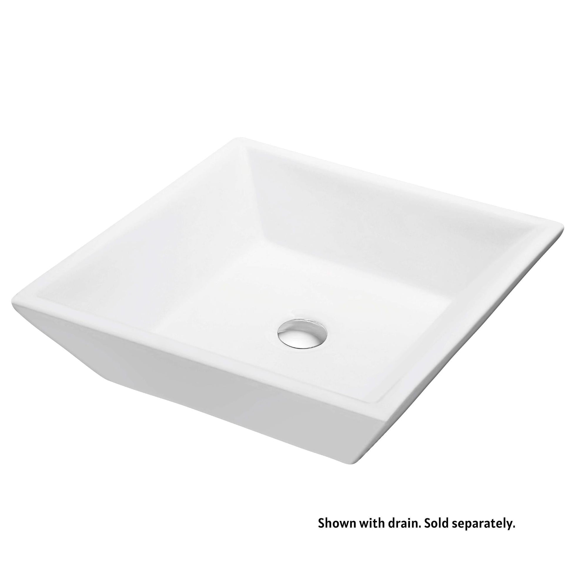 Blossom Sydney 16" x 16" White Square Single Vessel Ceramic Top-Mount Sink With Overflow