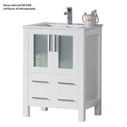 Blossom Sydney 24" 1-Drawer 2-Door White Freestanding Vanity Base