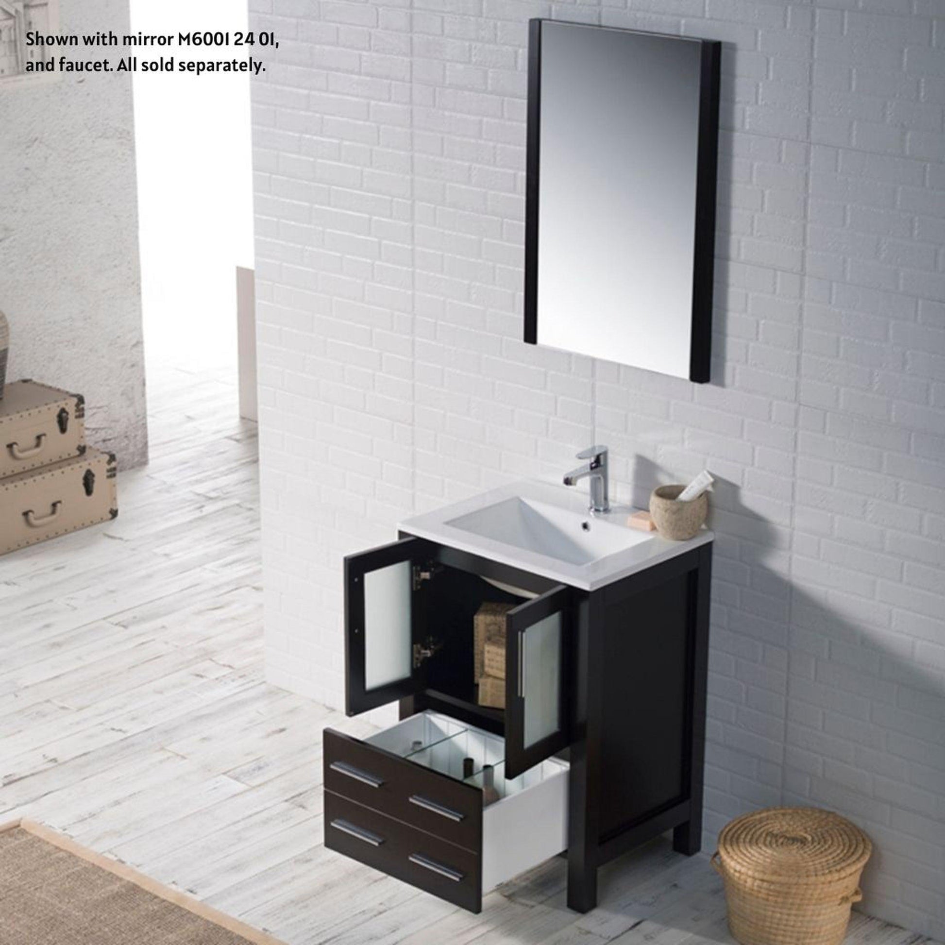 Blossom Sydney 24" Espresso Freestanding Vanity Set With Integrated Single Sink Ceramic Top