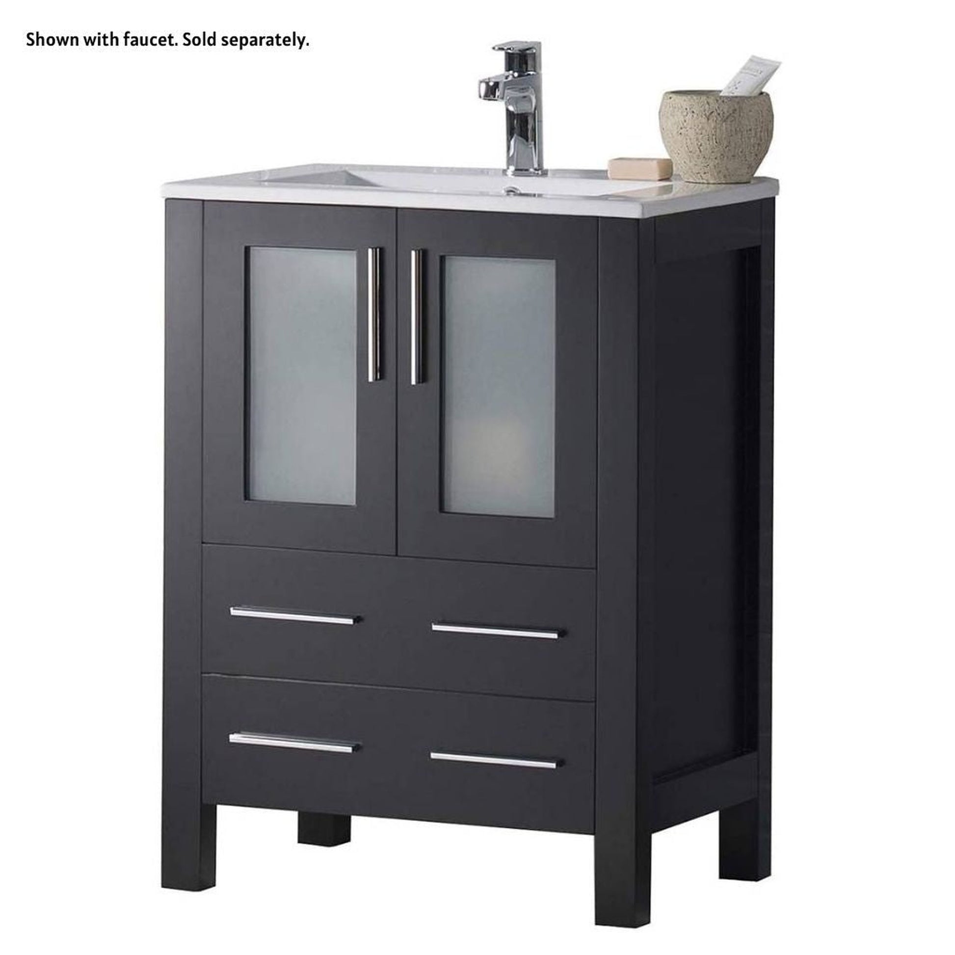 Blossom Sydney 24" Espresso Freestanding Vanity Set With Integrated Single Sink Ceramic Top